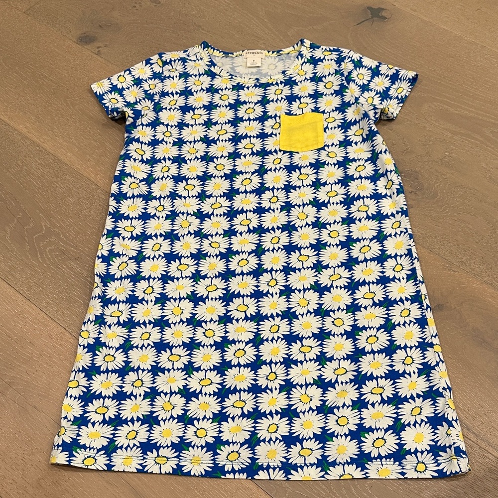 Crewcuts Blue Floral Dress with Yellow Accents